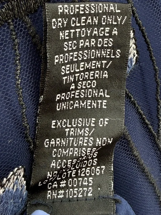 Monique Lhuillier Navy Blue Floral Embroidered Lace Midi Evening Cocktail Dress - Picture 15 of 16